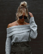 Heather Grey %  Dreamworld Off The Shoulder Pullover Sweater 1
