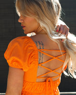 Orange % Miranda Puff Sleeve Peplum Top-2