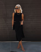 Black % Dede Side Slit Midi Dress-1
