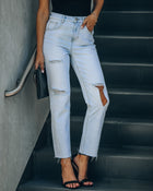 Light Wash % Colin High Rise Distressed Denim 1 2