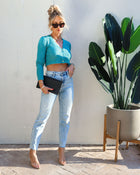 Teal % Brentwood Ribbed Button Front Cardigan-1