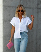 White % Patty Cotton Blend Button Down Top-4