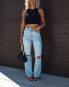 Medium Wash %  Jules High Rise Distressed 90'S Flare Denim 1