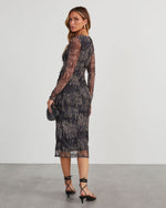 Navy % Jeannie Mesh Printed Midi Dress-4