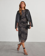 Navy % Jeannie Mesh Printed Midi Dress-6