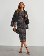 Navy % Jeannie Mesh Printed Midi Dress-2