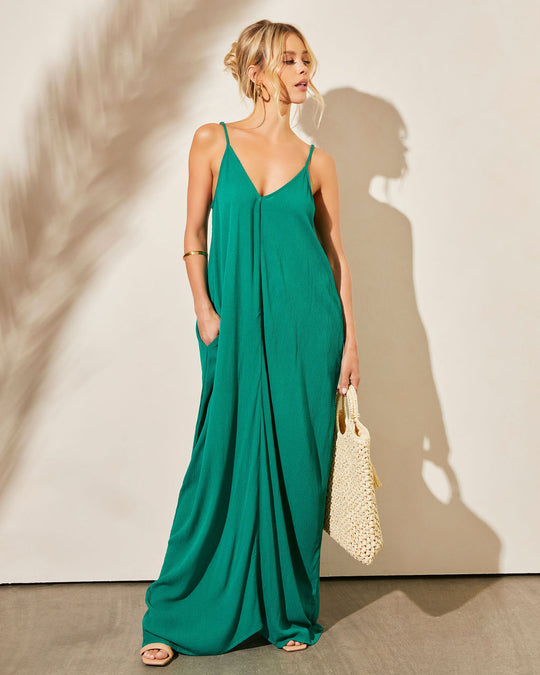 Green % Olivian Pocketed Maxi Dress-2