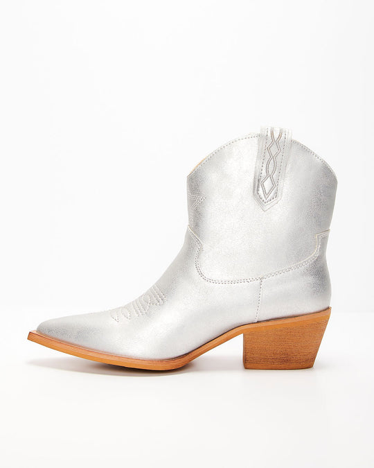 Silver % Jeanette Western Ankle Booties-2
