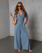 Cortado Short Sleeve Denim Jumpsuit