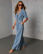 Cortado Short Sleeve Denim Jumpsuit