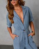 Cortado Short Sleeve Denim Jumpsuit