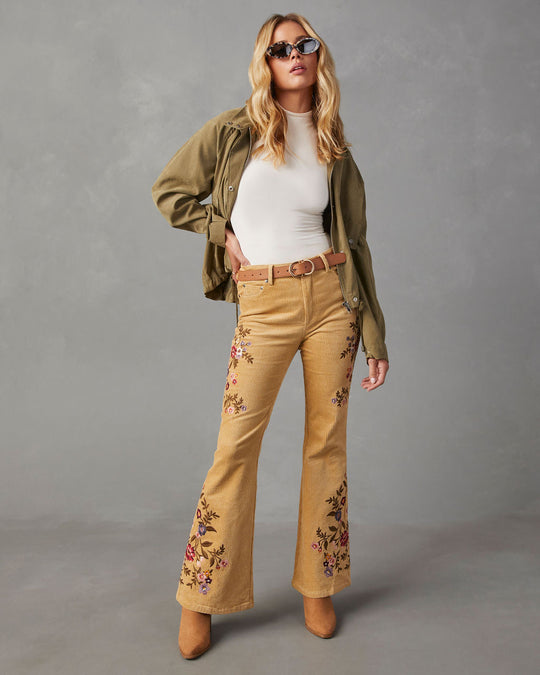 Dreamscape Floral Embroidered Flare Leg Pants – VICI