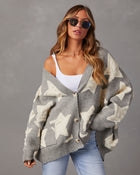 Grey % Chasing The Stars Pocketed Oversized Cardigan-6