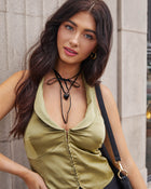 Black % Corazon Heart Charm String Choker Necklace-1