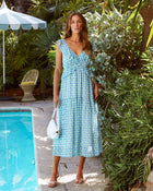 Blue % Iris Floral Ruffle Midi Dress-1