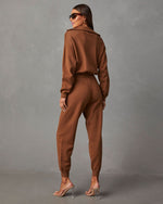 Camel % Ryker Pocketed Half Zip Knit Jumpsuit-10