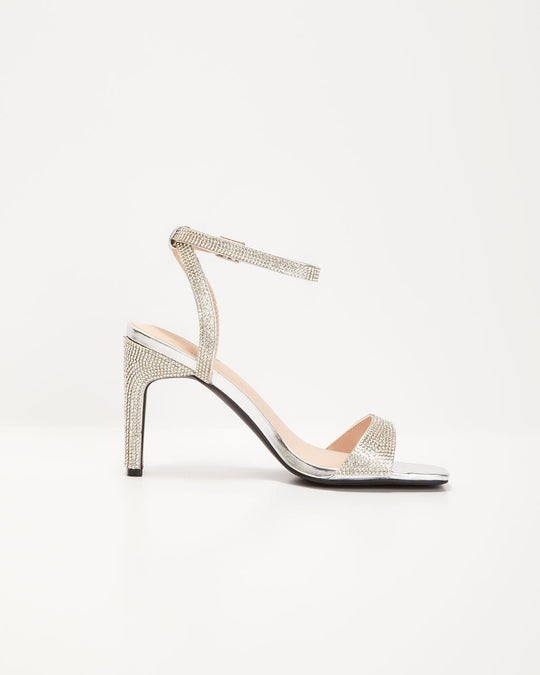 Silver % Rinaldi Rhinestone Embellished Heels-2