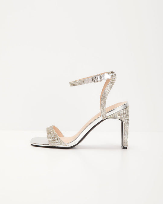Silver % Rinaldi Rhinestone Embellished Heels-1