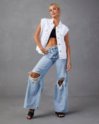 White % Serai Pocketed Denim Vest-1