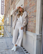 Oatmeal % Always Cozy Ribbed Wide Leg Pants-1