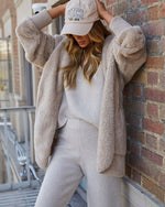 Taupe % The Coziest Yet Pocketed Cardigan-2