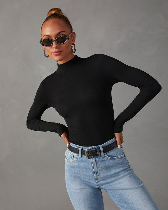 Black % Day To Day Turtleneck Knit Top-1