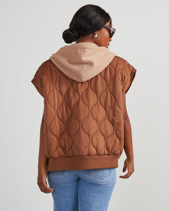 Tan % Fall And Forever Hooded Puffer Vest-4