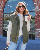Olive % Fall And Forever Hooded Puffer Vest-7