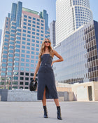 Black % Edgy Era Denim Strapless Midi Dress-1