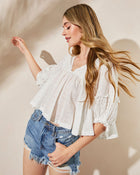 White % Reine Eyelet Babydoll Top-1