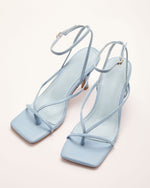 Dusty Blue % Verne Strappy Vegan Leather Heels-2