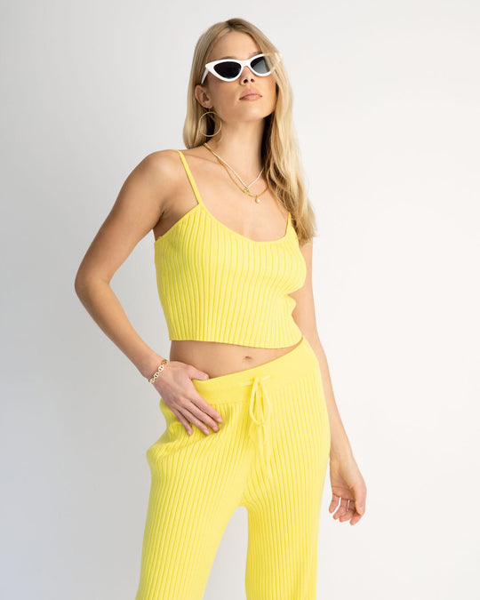 Yellow % Laid Back Luxe Ribbed Tank-1