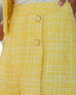 Yellow % Limon High Rise Tailored Tweed Shorts-4