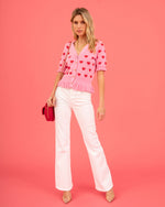 Pink % Love Like This Knit Heart Peplum Sweater Top-3