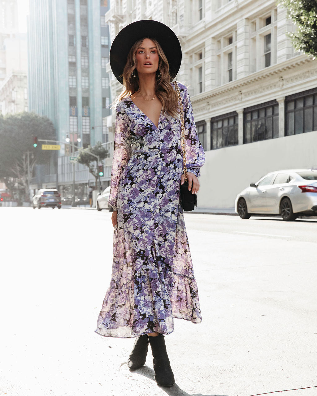 Lovely One Floral Ruffle Maxi Dress VICI