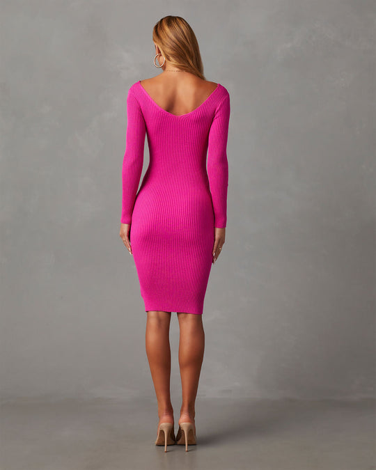 Pink % Wickson Ribbed Midi Sweater Dress-5