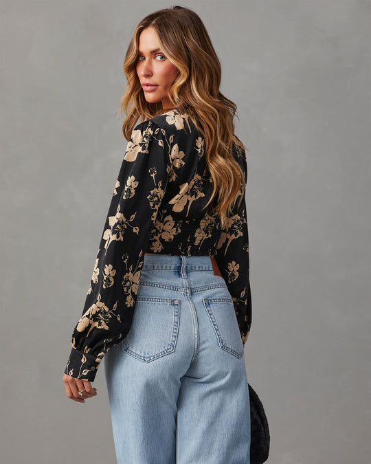 Got The Look Satin Floral Long Sleeve Top