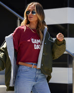 Red % Game Day Cropped Graphic Tee-3