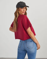 Red % Game Day Cropped Graphic Tee-4