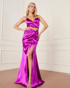 Purple % Mariah Satin Cutout Maxi Dress-1