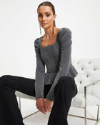 Silver % Matrix Metallic Peplum Top-1