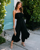 Black % Merida Strapless Smocked Jumpsuit-1