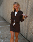 Daily Pace Contrast Stripe Drawstring Mini Sweat Skort