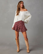 Burgundy % Briar Floral Ruffle Mini Skort-6
