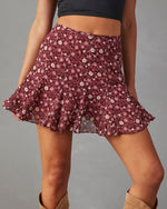 Burgundy % Briar Floral Ruffle Mini Skort-2