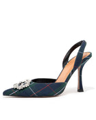 Plaid % Noella Plaid Embellished Slingback Heel-1-7