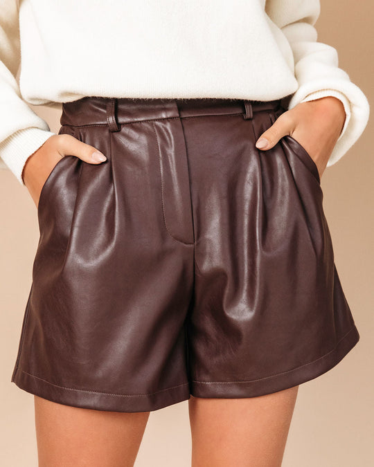 Chocolate % Oakley Pocketed Faux Leather Shorts-3