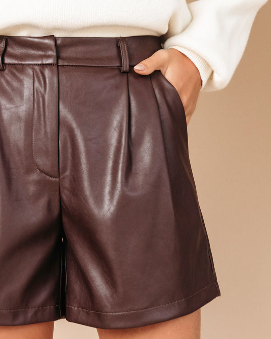 Chocolate % Oakley Pocketed Faux Leather Shorts-2