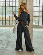 Leisure Hours Drawstring Wide Leg Sweatpants