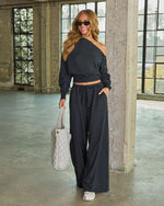 Leisure Hours Drawstring Wide Leg Sweatpants